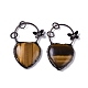 Natural Tiger Eye Heart Big Pendants(G-B073-03R-03)-1