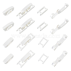 24Pcs 2 Styles Brass Fold Over Clasps, Rectangle, Silver, 15~16.5x3.5~4.5x4.5mm, Hole: 1.3~3.2x2mm, 12pcs/style(KK-FH0007-55P)