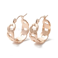 304 Stainless Steel Cuban Link Chunky Hoop Earrings for Women, Rose Gold, 21.5x19.5x8mm, Pin: 0.7mm(EJEW-P197-07RG)