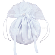 Polyester Bags, Wedding Drawstring Storage Bags, White, 21x32x0.9cm(ABAG-WH20011-04D)