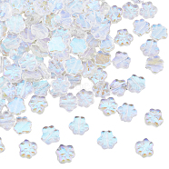 150Pcs Transparent Glass Beads, AB Color Plated, Cat Paw Prints, Clear AB, 11x12x4.5mm, Hole: 1mm(GGLA-HY0001-06)