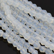 Faceted Bicone Opal Beads Strands, Ghost White, 4x4mm, Hole: 1mm, about 92~96pcs/strand, 13.78~14.37 inch(EGLA-P017-01)