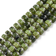 Natural Canadian Jade Beads Strands, with Seed Beads, Heishie Beads, Flat Round/Disc, 6~6.5x3~3.5mm, Hole: 1mm, about 35~42pcs/strand, 7.09 inch~7.68 inch(18~19.5cm)(G-N327-07E)