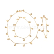Brass Charms Bracelet & Necklace & Anklets Jewelry Sets, with Cable Chains & Clear Cubic Zirconia Charms, Sun Flower, Golden, 16-3/8 inch(41.5cm), 9-7/8 inch(25cm), 7-5/8 inch(19.5cm)(SJEW-JS01168)