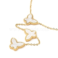 Synthetic Shell Butterfly Pendants Necklace, Ion Plating(IP) 304 Stainless Steel Jewelry for Women, Golden, 16.14 inch(41cm)(NJEW-G085-02G)
