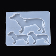 Dog Pendant Silicone Molds, Resin Casting Molds, For UV Resin, Epoxy Resin Jewelry Making, White, 83x107x5.5mm, Dog: 48.5x80.5mm and 29.5x50.5mm(DIY-I026-25)