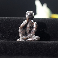Natural Syenite Carved Healing Thinker Figurines, Reiki Energy Stone Display Decorations, 28x40mm(PW-WG76476-05)