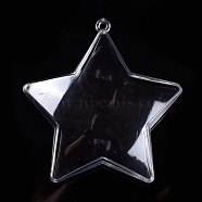 Openable Transparent Plastic Pendants, Fillable Plastic Bauble Christmas Ornament, Star, Clear, 80x77x35mm, Hole: 3mm(CON-K007-05A)
