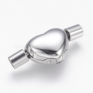 304 Stainless Steel European Style Clasps, Heart, Stainless Steel Color, 22.5x10x7mm, Hole: 3mm(X-STAS-G143-07P)