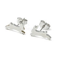 Cute Little Animal Theme 304 Stainless Steel Stud Earrings, Rabbit, 7.5x12mm(EJEW-B041-02F-P)
