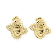 304 Stainless Steel Stud Earrings, Real 14K Gold Plated, 15.5x17.5mm(EJEW-P258-26G)