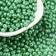 6/0 Glass Seed Beads, Opaque Colours Luster, Teardrop, Sea Green, 4~5x4~4.5x3~4mm, Hole: 0.8~0.9mm, about 5625pcs/pound(SEED-L011-08A-15)