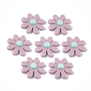 Resin Beads, for Pendant Making, Half Drilled, Flower, Rosy Brown, 40.5x40.5x8.5mm, Half Hole: 1.2mm(RESI-S374-01B-01)