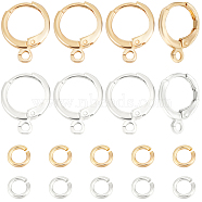 20Pcs 2 Color Brass Leverback Earring Findings, with Loops and 20Pcs Open Jump Rings, 925 Sterling Silver Plated & Real 18K Gold Plated, 14.5x11.5x2mm, Hole: 1.8mm, Pin: 0.8mm, 10Pcs/color(KK-BBC0013-63)