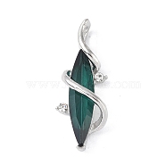 Alloy Pendants, with Glass, Horse Eye, Teal, 32x7x12mm, Hole: 3x4mm(FIND-M015-02P-02)