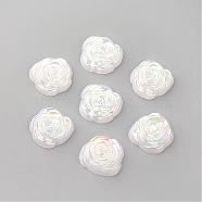 Acrylic Cabochons, AB Color Plated, Rose, White, 15x14x5mm(MACR-Q184-06)