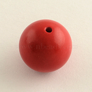 Round Cinnabar Beads, FireBrick, 8mm, Hole: 1.5mm(CARL-Q002-8mm)