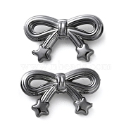 Electroplate Plating Opaque Acrylic Beads, Bowknot, Gunmetal Plated, 20x33.5x10mm, Hole: 2mm(PACR-D288-01B)