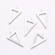 Rack Plating Brass Pendants,  Inverted Triangle, Platinum, 28x18x1mm, Hole: 1.4mm(KK-D530-05P)