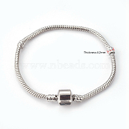 Brass European Style Bracelets for DIY Making, Platinum, 170mm, 3mm(PPJ062Y)