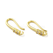 Brass Micro Pave Clear Cubic Zirconia Earring Hooks, Ear Wire, with Loops, Real 18K Gold Plated, 18mm, Hole: 1.2mm, 18 Gauge, Pin: 1mm(ZIRC-R112-10G)