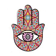 Hamsa Hand/Hand of Miriam with Evil Eye Pattern Porcelain Cup Mats, Anti-Slip Heat Resistant Cork Bottom Coasters, Indian Red, 144x105x7.5mm(DJEW-H008-01C)