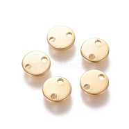 304 Stainless Steel Links connectors, Flat Round, Real 24k Gold Plated, 6x0.8mm, Hole: 1mm(STAS-L226-020A-G)