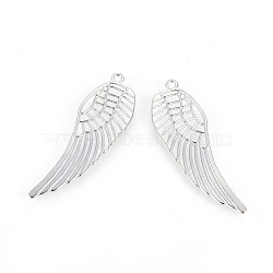 Alloy Pendants, Lead Free and Cadmium Free, Wing, Platinum Color, Size: about 48mm long, 16mm wide, 1.5mm thick, hole: 1.5mm(X-PALLOY-B715-N)