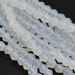 Faceted Bicone Opal Beads Strands, Ghost White, 4x4mm, Hole: 1mm, about 82~85pcs/strand, 30.5~31cm(EGLA-P017-01)