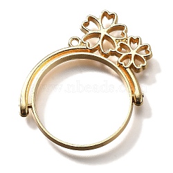 Rotatable Alloy Swivel Open Back Bezel Pendants, For DIY UV Resin, Epoxy Resin, Cadmium Free & Nickel Free & Lead Free, Flat Round with 5-Petal Flower, Light Gold, 37.5x38x3.5mm, Hole: 1.6mm(PALLOY-I223-20LG)