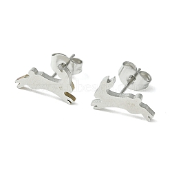 Non-Tarnish Cute Little Animal Theme 304 Stainless Steel Stud Earrings, Rabbit, 7.5x12mm(EJEW-B041-02F-P)