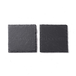Natural Black Stone Cup Mat, Rough Edge Coaster, with Sponge Pad, Square, 100~105x100~105x10mm(AJEW-G036-04)