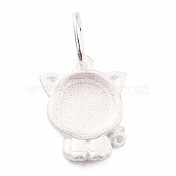 925 Sterling Silver Pendant Cabochon Settings, Chinese Zodiac Sign, Pig, 13x10x2.2mm, Inner Diameter: 3.5mm Hole: 5x0.6mm(STER-I020-01C-S)