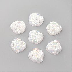 Acrylic Cabochons, AB Color Plated, Rose, White, 15x14x5mm(MACR-Q184-06)
