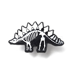 Black Zinc Alloy Brooches, Enamel Pins, for Backpack Cloth, White Animal Skeleton, Dinosaur, 17x30x1mm(JEWB-L018-01EB-02)