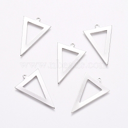 Rack Plating Brass Pendants,  Inverted Triangle, Platinum, 28x18x1mm, Hole: 1.4mm(KK-D530-05P)