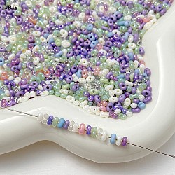 Glass Beads, Oval, for DIY Bracelet Accessories, Purple, 4x3x2mm, Hole: 0.8mm(GLAA-U003-01K)