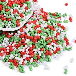 Glass Seed Beads, Round Hole, Peanut, Red, 3.5x6x3.5mm, Hole: 0.8mm, about 4500pcs/pound(SEED-K010-03E)