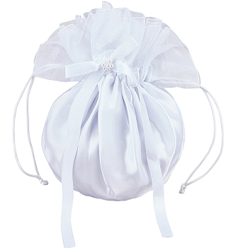 Polyester Bags, Wedding Drawstring Storage Bags, White, 21x32x0.9cm