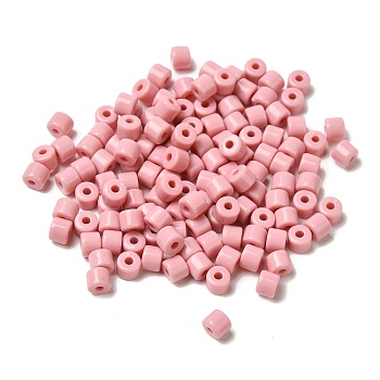 Opaque Acrylic Beads, Column, Pink, 6.5x5mm, Hole: 2.2mm