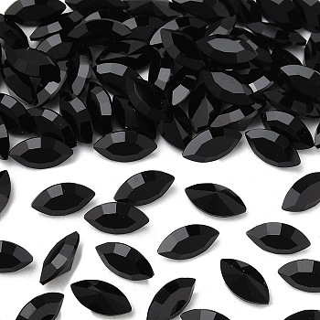 Preciosa&reg MAXIMA Crystal Fancy Stones, Czech Crystal, 435 14 615 Navette(Horse Eye), Unfoiled, 23980 Jet, 8x4mm