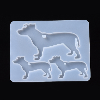 Dog Pendant Silicone Molds, Resin Casting Molds, For UV Resin, Epoxy Resin Jewelry Making, White, 83x107x5.5mm, Dog: 48.5x80.5mm and 29.5x50.5mm