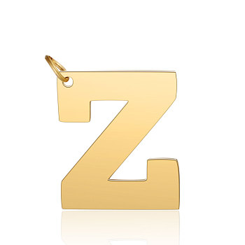 201 Stainless Steel Pendants, Letter, Golden, Letter.Z, 29.5x25x1.5mm, Hole: 4.5mm