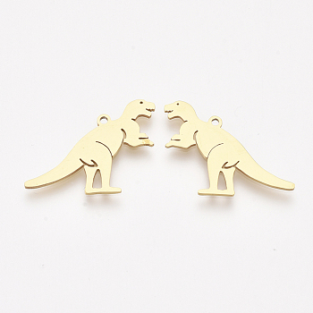 201 Stainless Steel Pendants, Laser Cut Pendants, Dinosaur, Golden, 19.5x24x1mm, Hole: 1.4mm