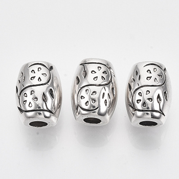 CCB Plastic European Beads, Large Hole Beads, Barrel, Antique Silver, 16.5x12.5mm, Hole: 5.5mm, about 320pcs/500g