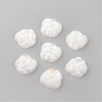 Acrylic Cabochons, AB Color Plated, Rose, White, 15x14x5mm