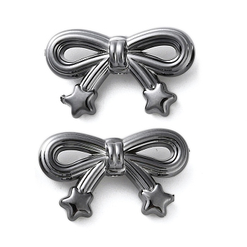 Electroplate Plating Opaque Acrylic Beads, Bowknot, Gunmetal Plated, 20x33.5x10mm, Hole: 2mm