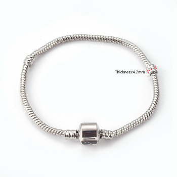 Brass European Style Bracelets for DIY Making, Platinum, 170mm, 3mm