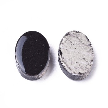 Porcelain Cabochons, Oval, Black, 12.5x18x5mm, 60pcs/bag