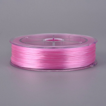 Flat Elastic Crystal String, Elastic Beading Thread, for Stretch Bracelet Making, Pink, 0.8mm, about 109.36 yards(100m)/roll